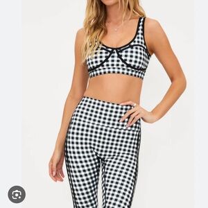 Beach Riot Black & White Gingham Wireless Sports Bralette